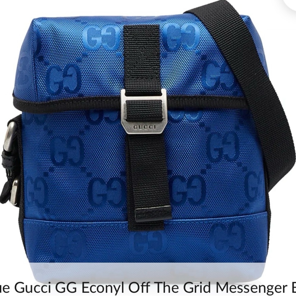 BLUE GUCCI GG ECONYL OFF THE GRID MESSENGER BAG